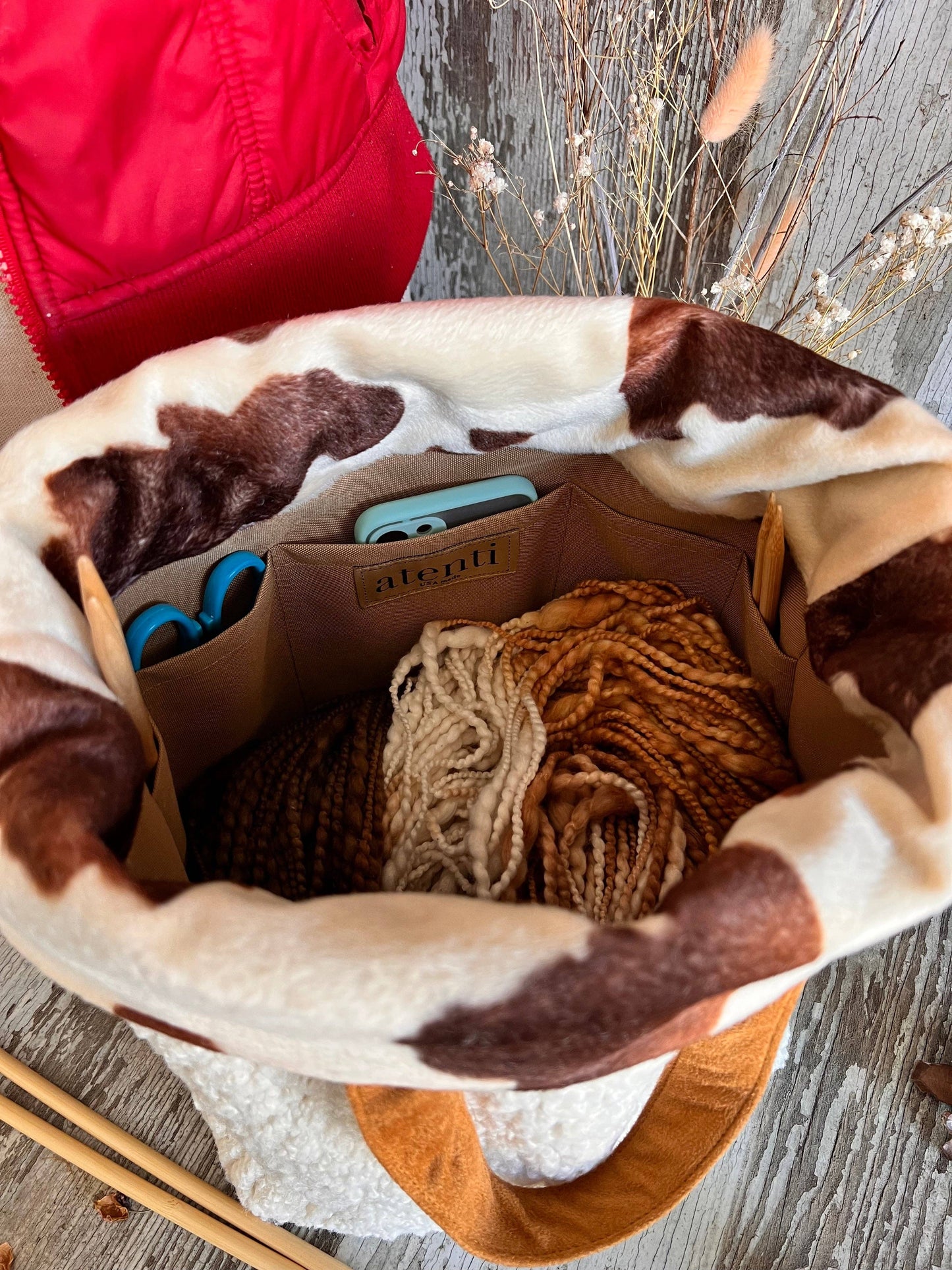 Knitting and Crochet Organizer Project Bag: Sherpa Hope Basket