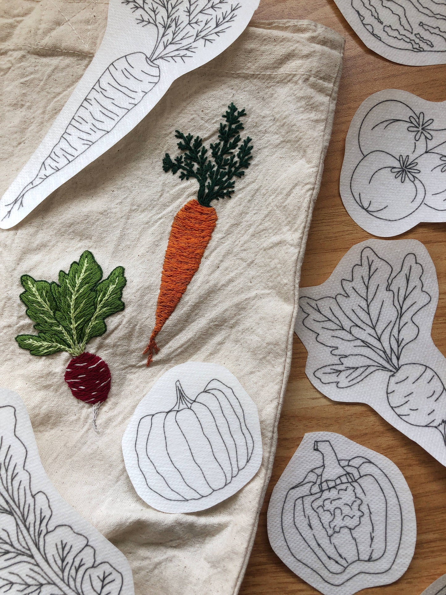 Vegetables - Hand Embroidery Peel Stick & Stitch Patterns