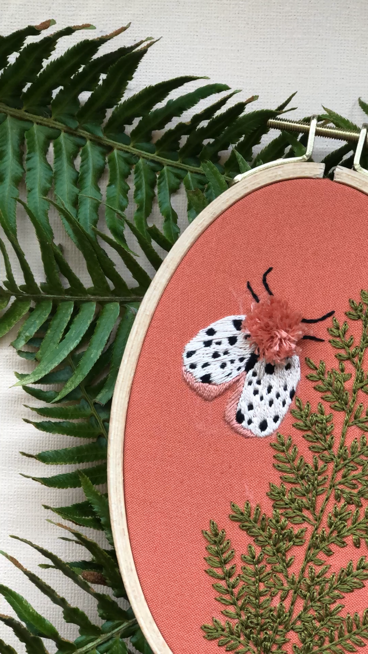 Moth and Fern - Intermediate Hand Embroidery DIY Craft Kit