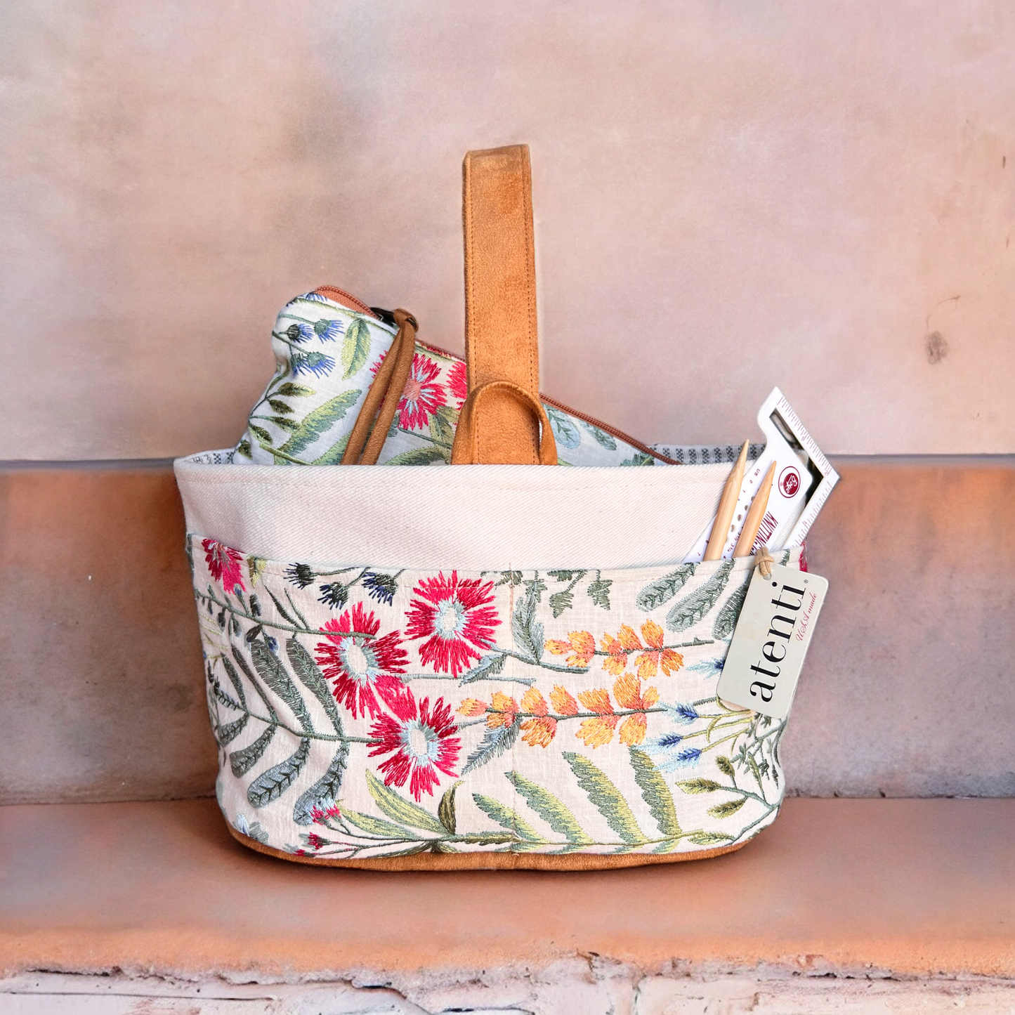 Knitting and Crochet Organizer Project Bag: Wildflower Caddy