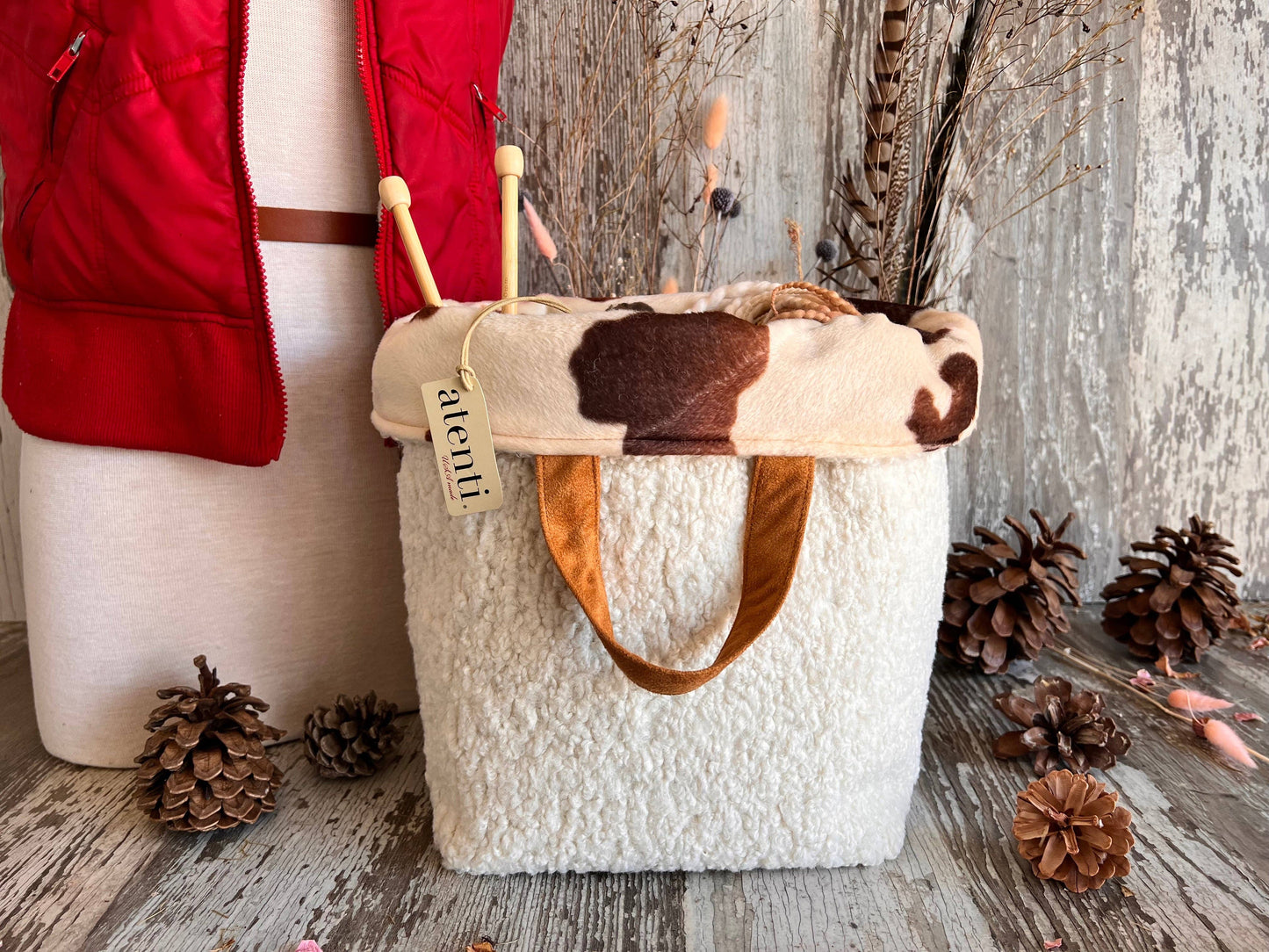 Knitting and Crochet Organizer Project Bag: Sherpa Hope Basket