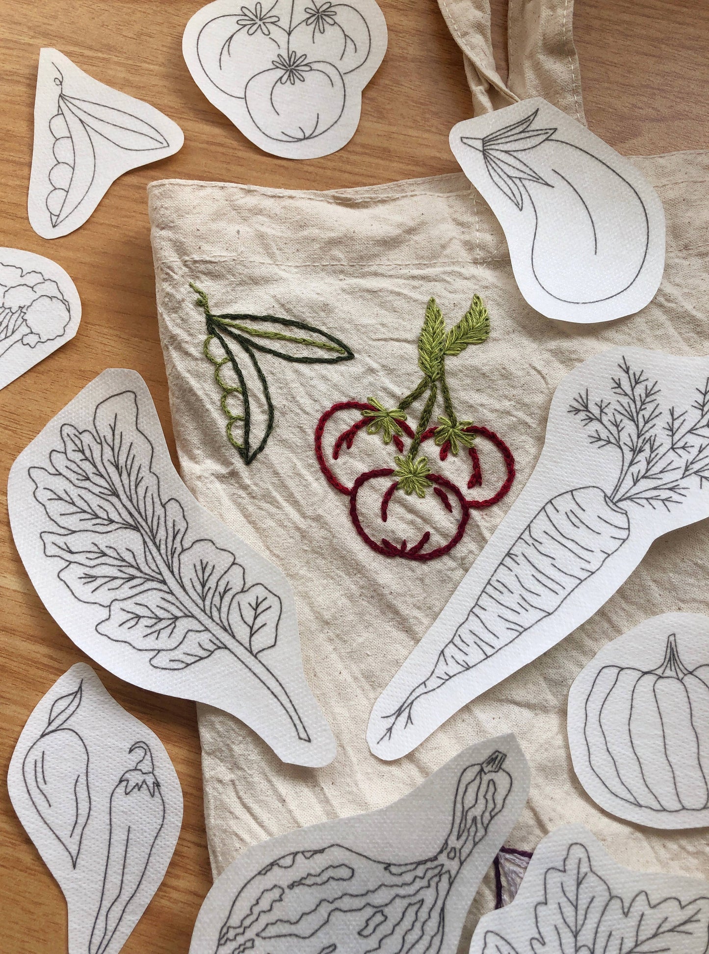 Vegetables - Hand Embroidery Peel Stick & Stitch Patterns