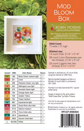 Mod Bloom Box Cross Stitch Pattern
