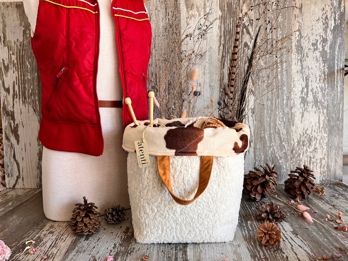 Knitting and Crochet Organizer Project Bag: Sherpa Hope Basket