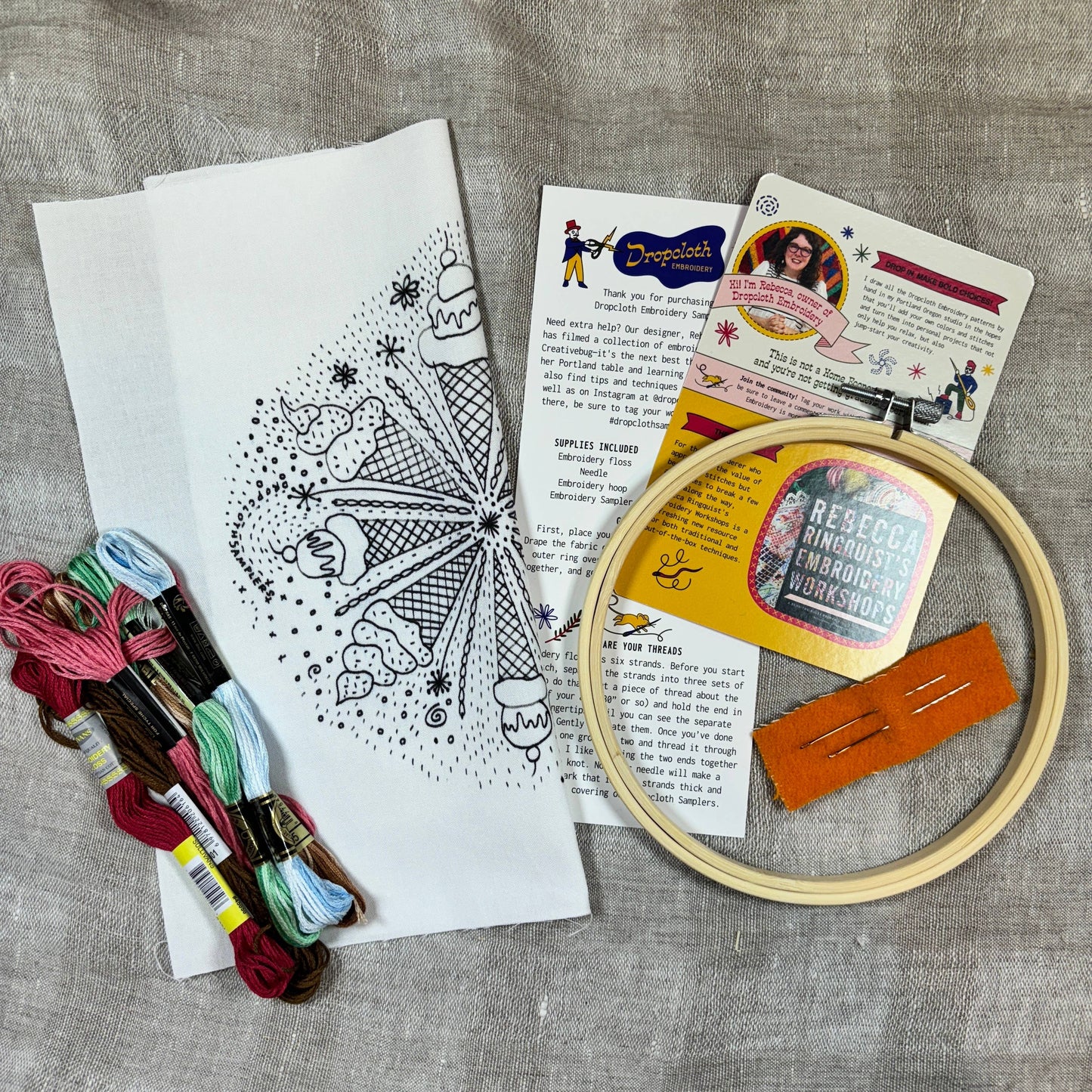 Complete Ice Cream Embroidery Kit