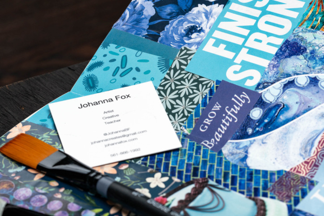 blue mix media journaling page