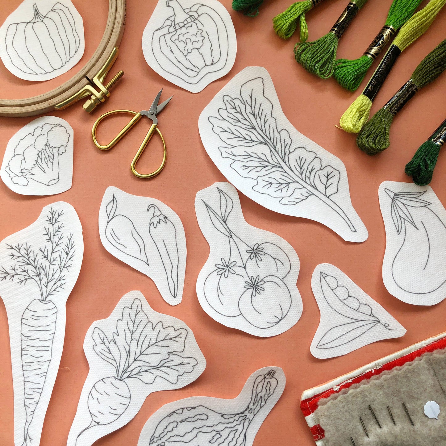 Vegetables - Hand Embroidery Peel Stick & Stitch Patterns