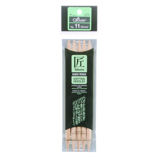 Clover Takumi Double Pointed Knitting Needles No. 11 -7"