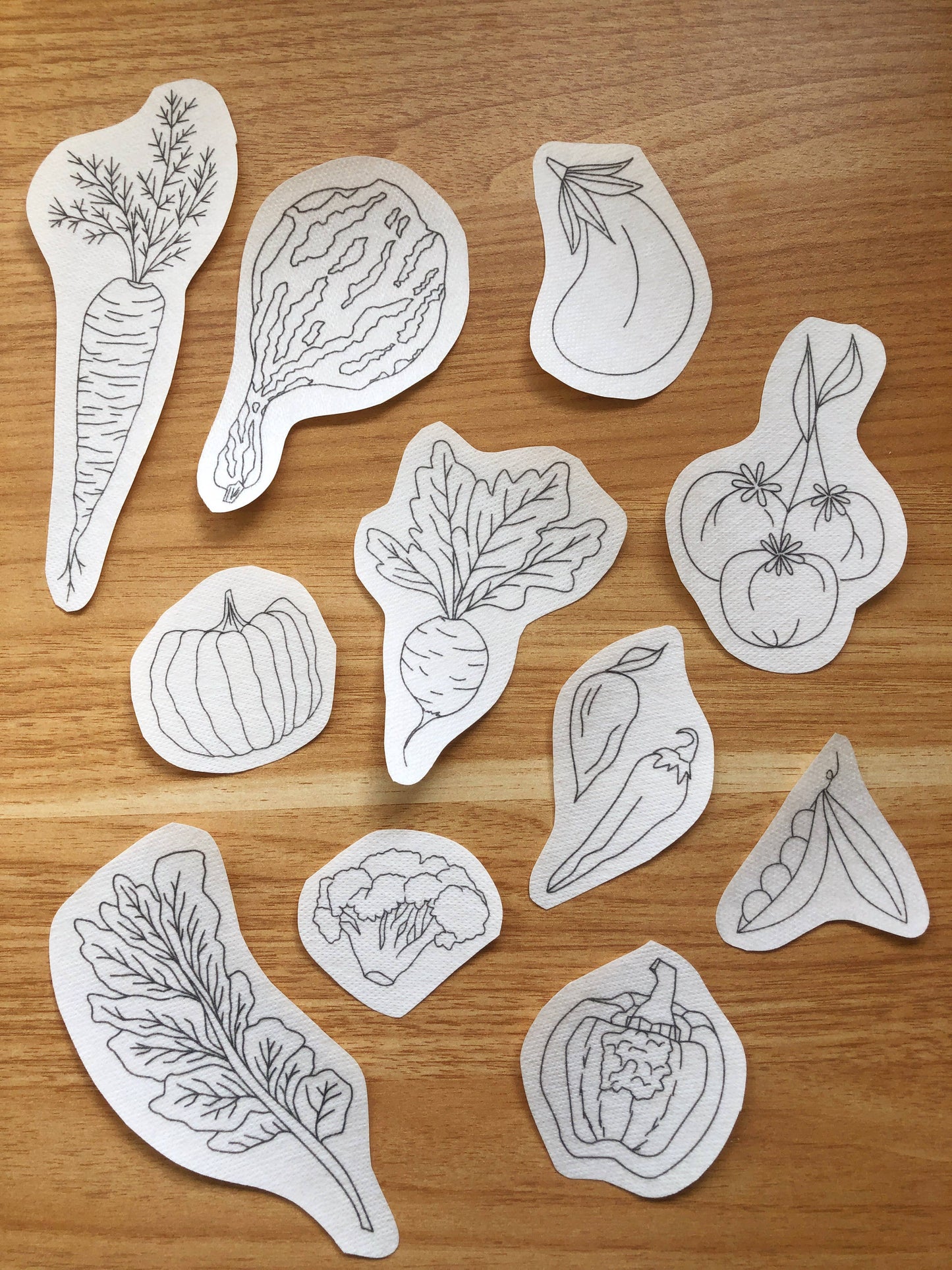 Vegetables - Hand Embroidery Peel Stick & Stitch Patterns