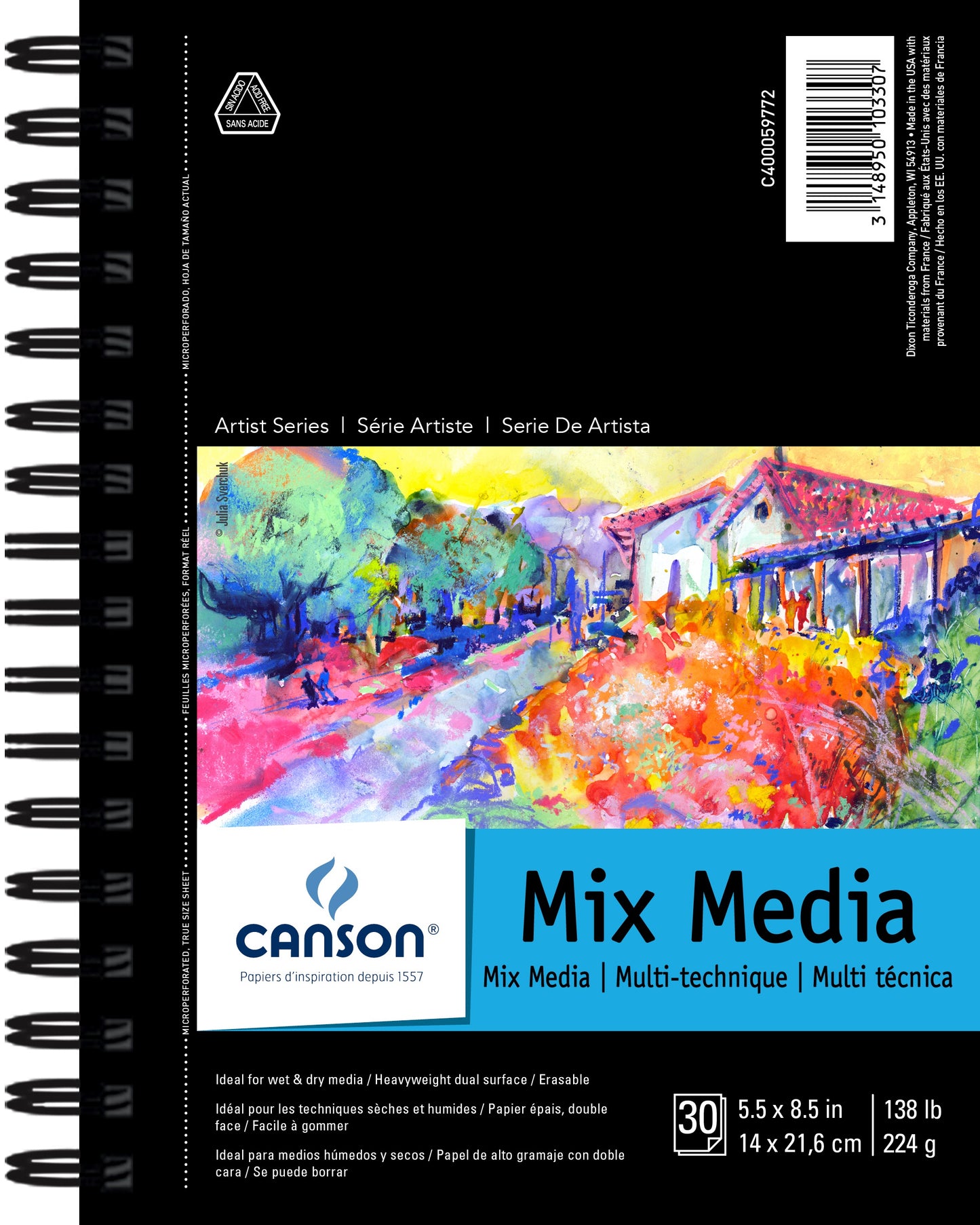 Canson Mixed Media Pad - 5.5"x8.5" 30 Sheets
