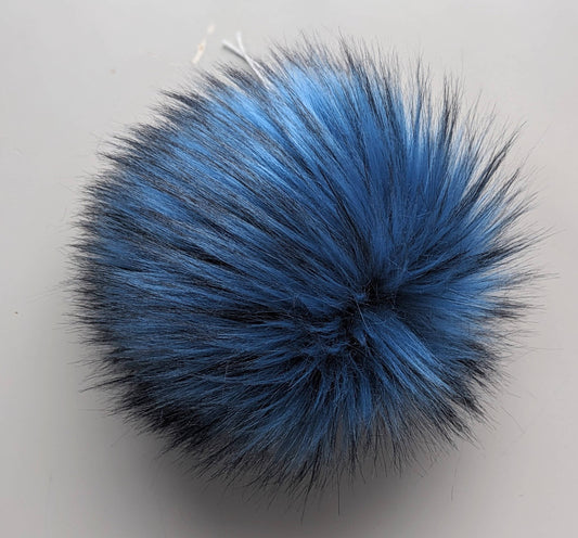 7" Detachable Faux Fur Pom Pom - Blueberry Blue