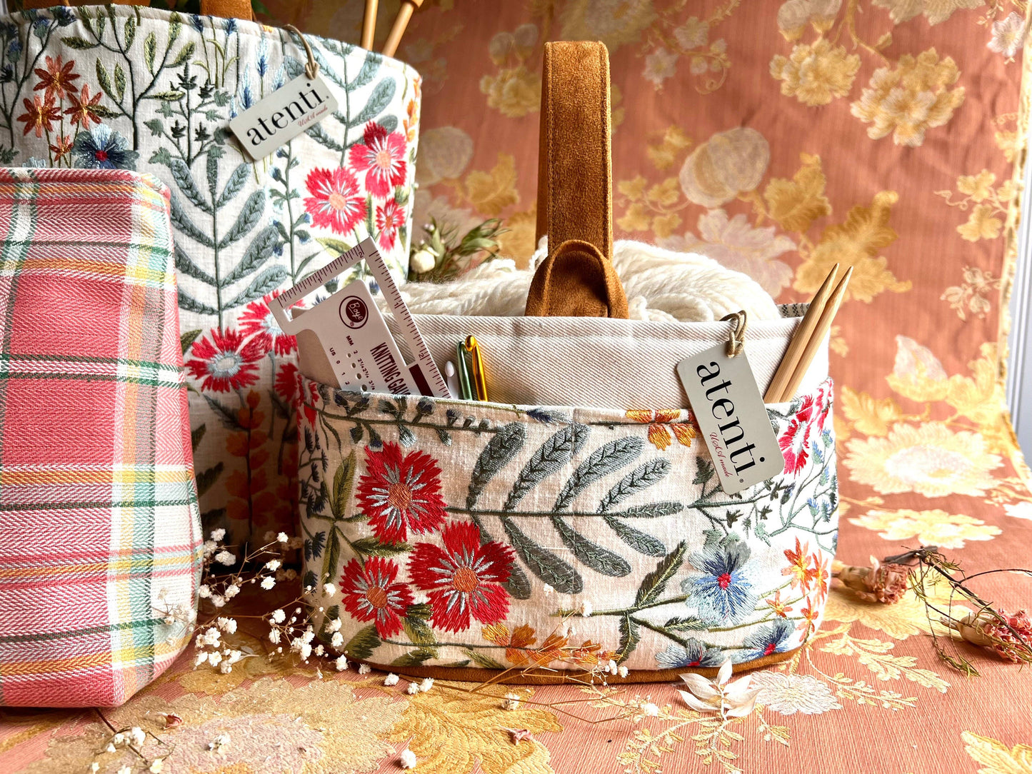 Knitting and Crochet Organizer Project Bag: Wildflower Caddy