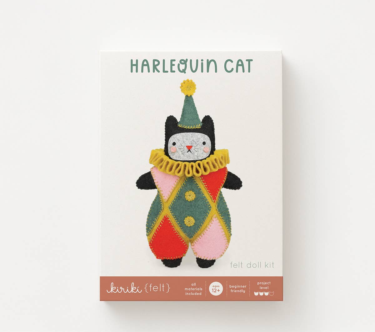 Harlequin Cat Felt Doll Kit