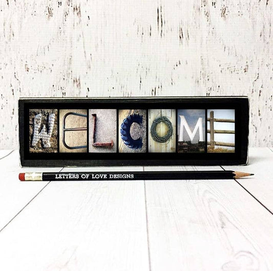Welcome Letter Art Wood Sign