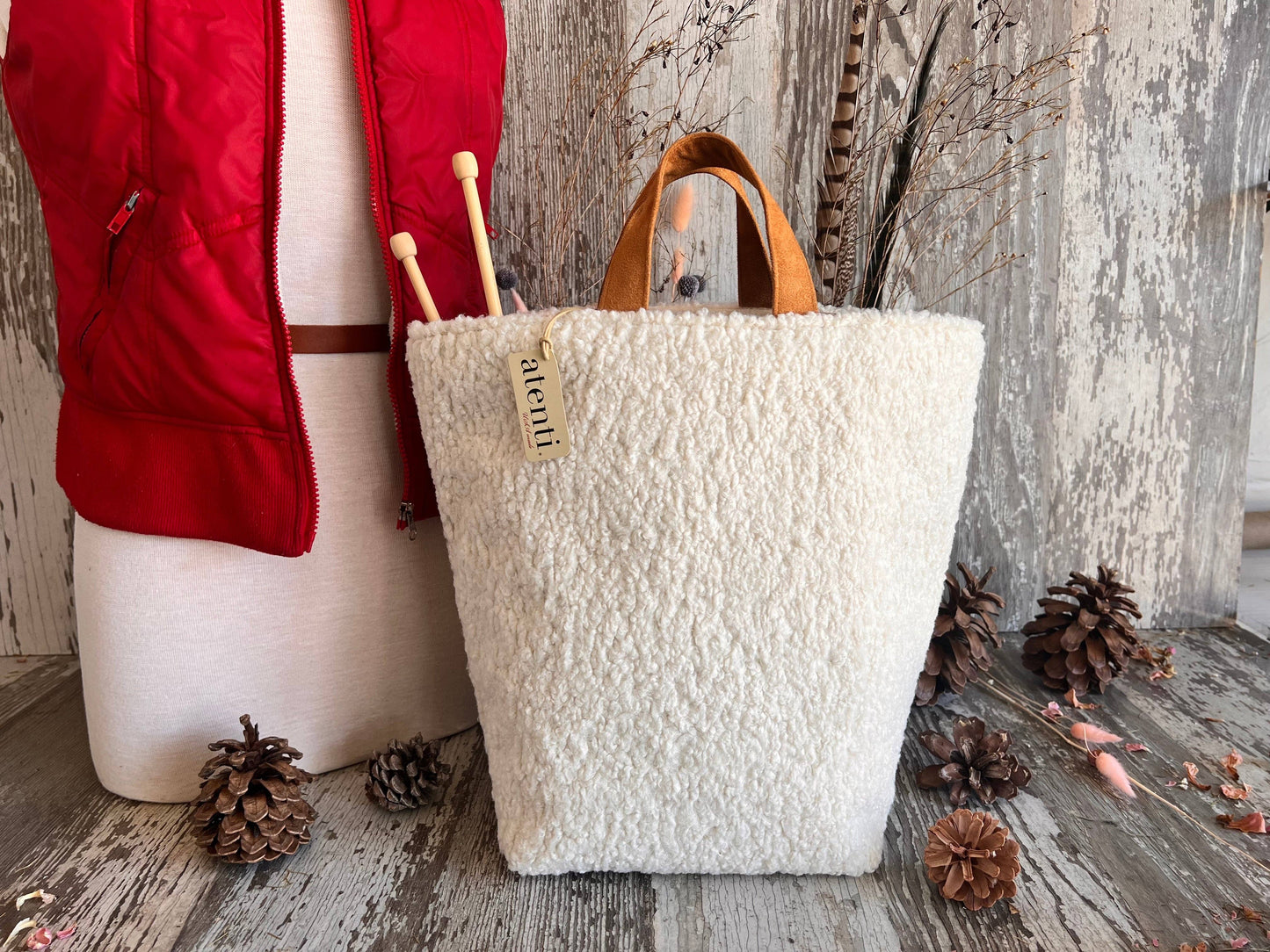 Knitting and Crochet Organizer Project Bag: Sherpa Hope Basket