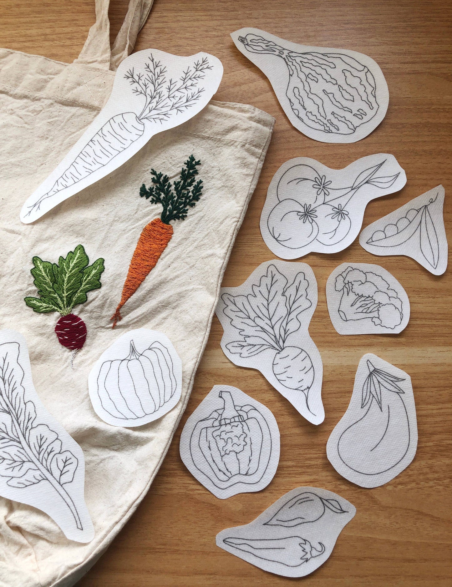 Vegetables - Hand Embroidery Peel Stick & Stitch Patterns