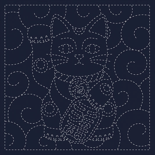 Sashiko Cloth Maneki-Neko Cat