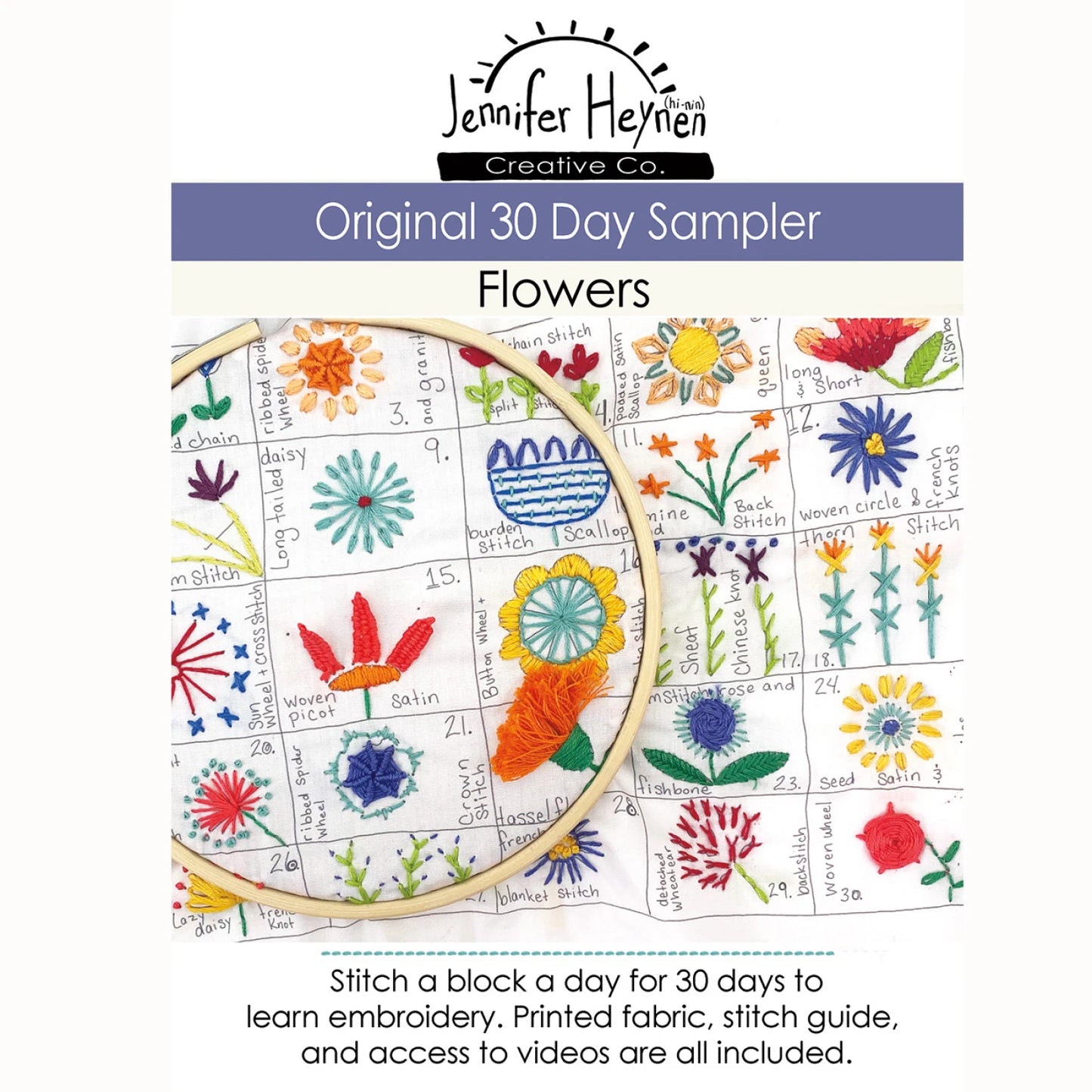 30 Day Embroidery Sampler -  Flowers