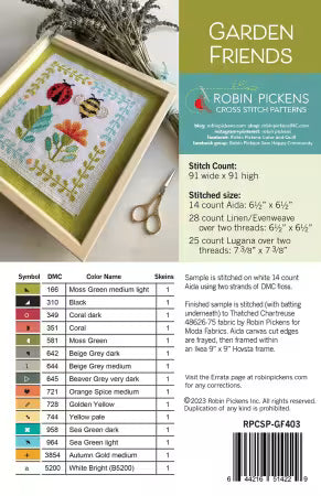 Garden Friends Cross Stitch Pattern