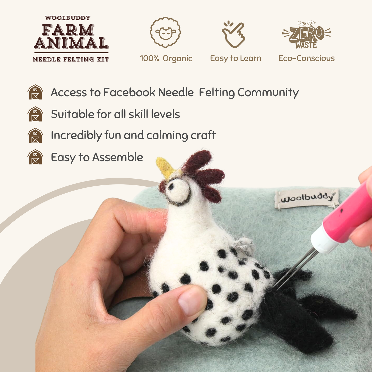 DIY Needle Felting Farm Collection Kit –Craft 6 cute animals