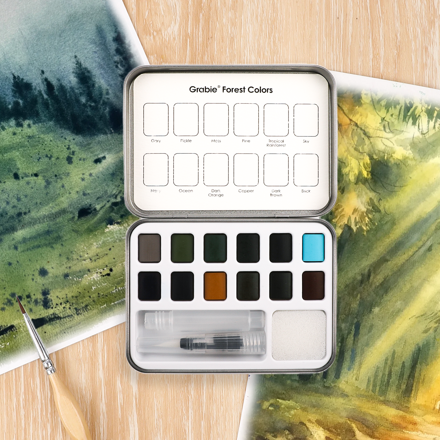 Watercolor Pocket Set Of 12 With Brush - Forest Color