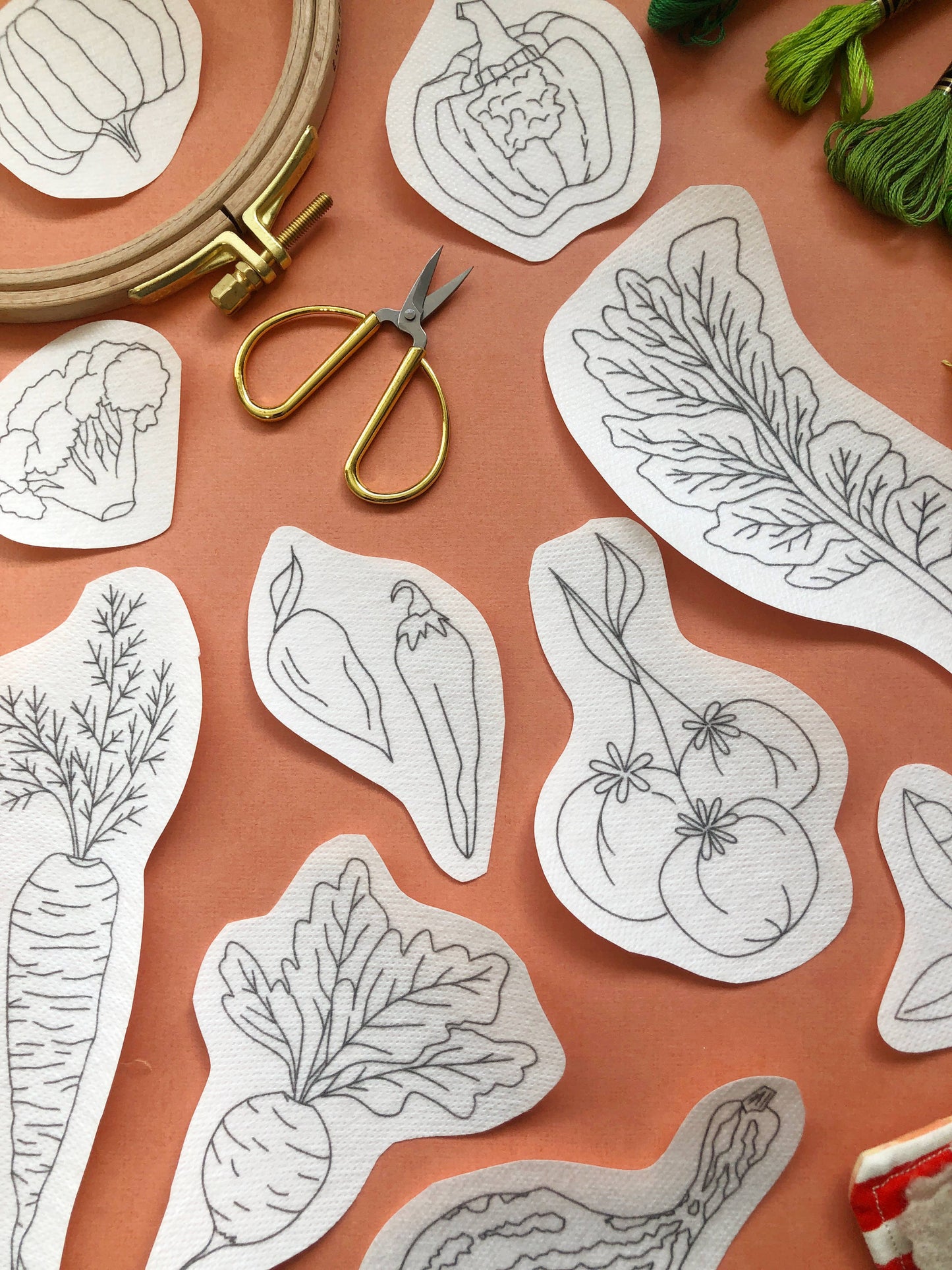 Vegetables - Hand Embroidery Peel Stick & Stitch Patterns