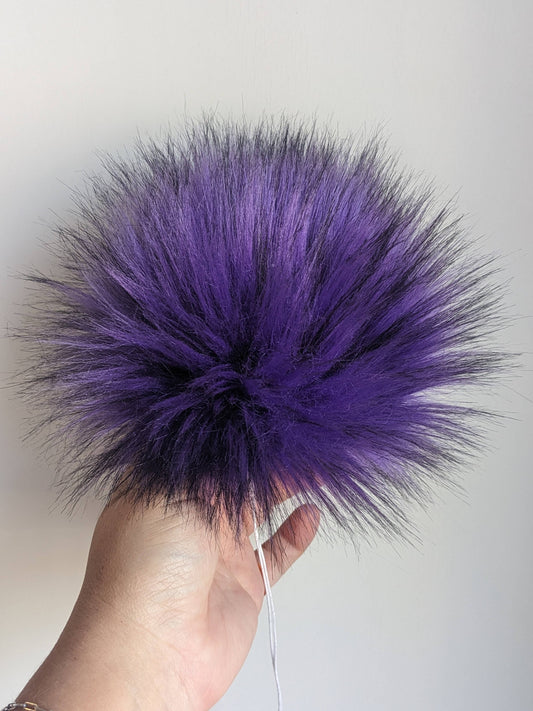 7" Detachable Faux Fur Pom Pom - Purple