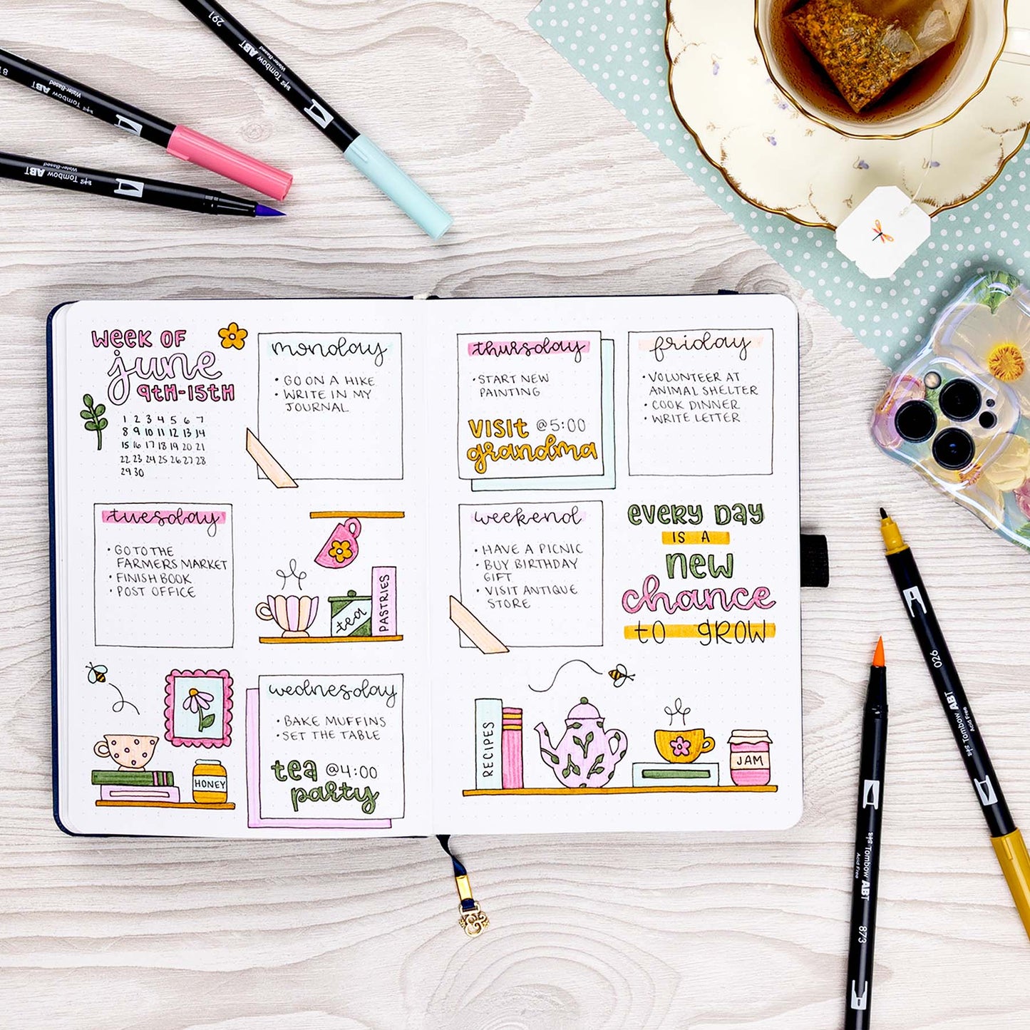 Dual Brush Pen Art Markers, Teatime, 6-Pack