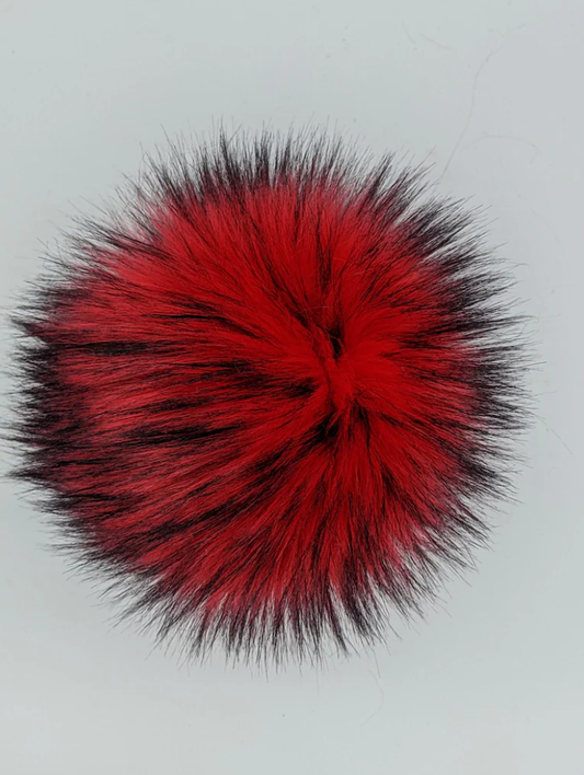 7" Detachable Faux Fur Pom Pom - Volcano Red