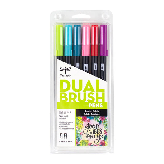 Dual Brush Pen Art Markers - Tropical  6-Pack